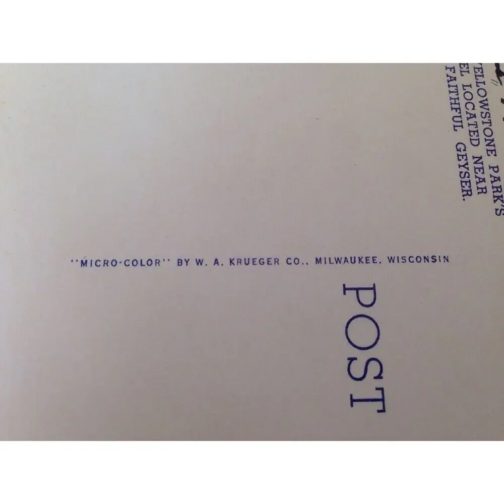 1955 Vintage Haynes MicroColor Old Faithful Inn Hotel Yellowstone Unposted
